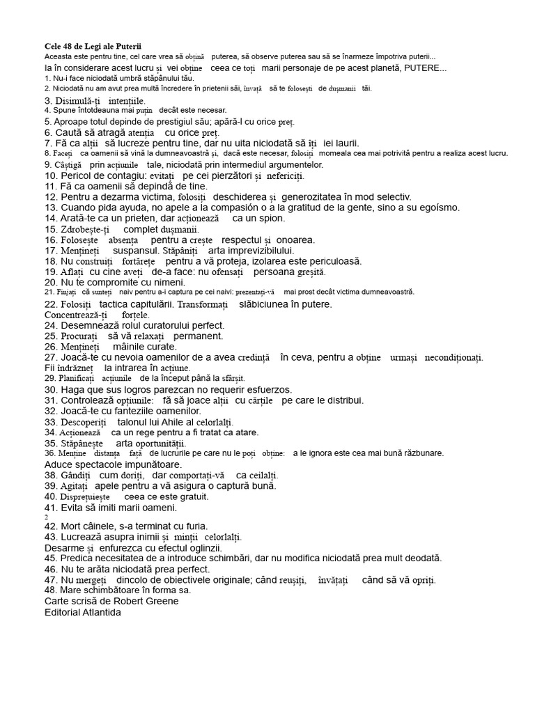 48 Legi Ale Puterii | PDF