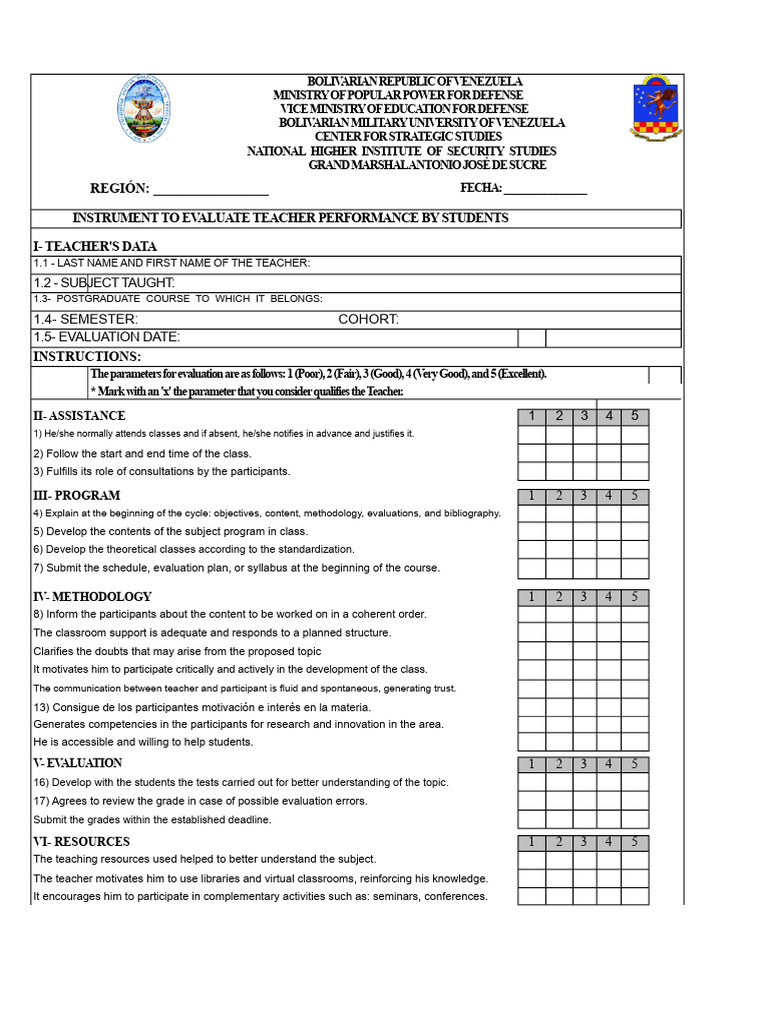 Teacher Performance Evaluation Instrument-Umbv | PDF | Teachers | Learning
