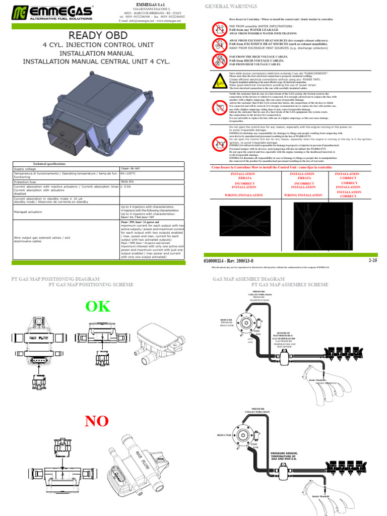 4-Cylinder Control Unit Installation Guide | PDF | Electrical Connector ...
