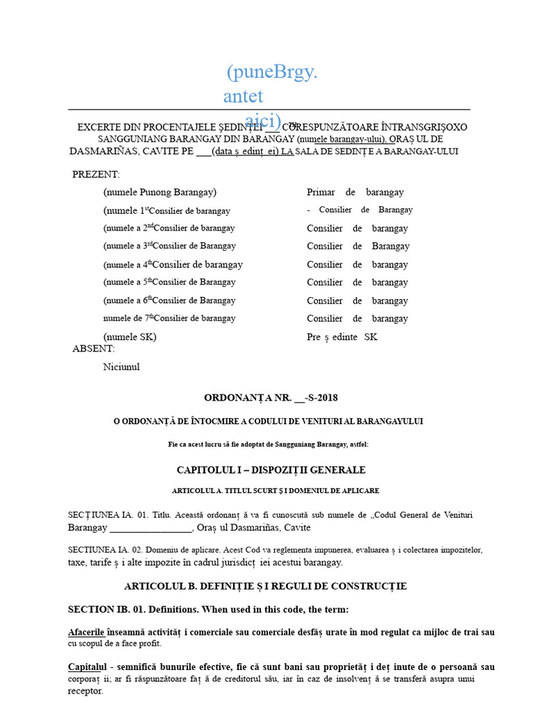 Codul de Venituri Al Barangay-Ului 2019 | PDF