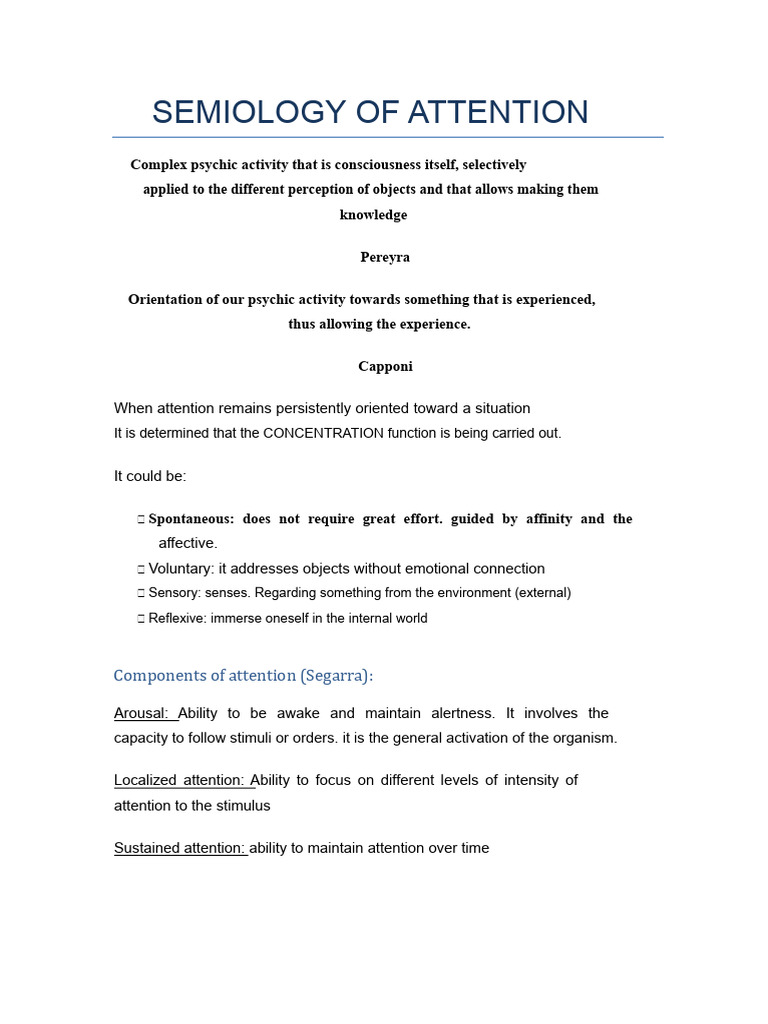 Semiology of Attention and Orientation | PDF | Attention | Consciousness