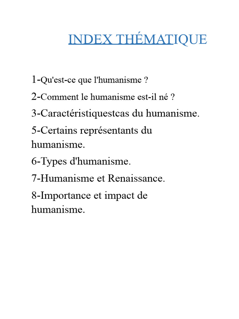 Comprendre l'humanisme : origine et caractéristiques | PDF | Humanisme ...
