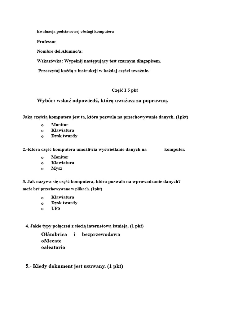 Ocena Z Podstaw Informatyki | PDF