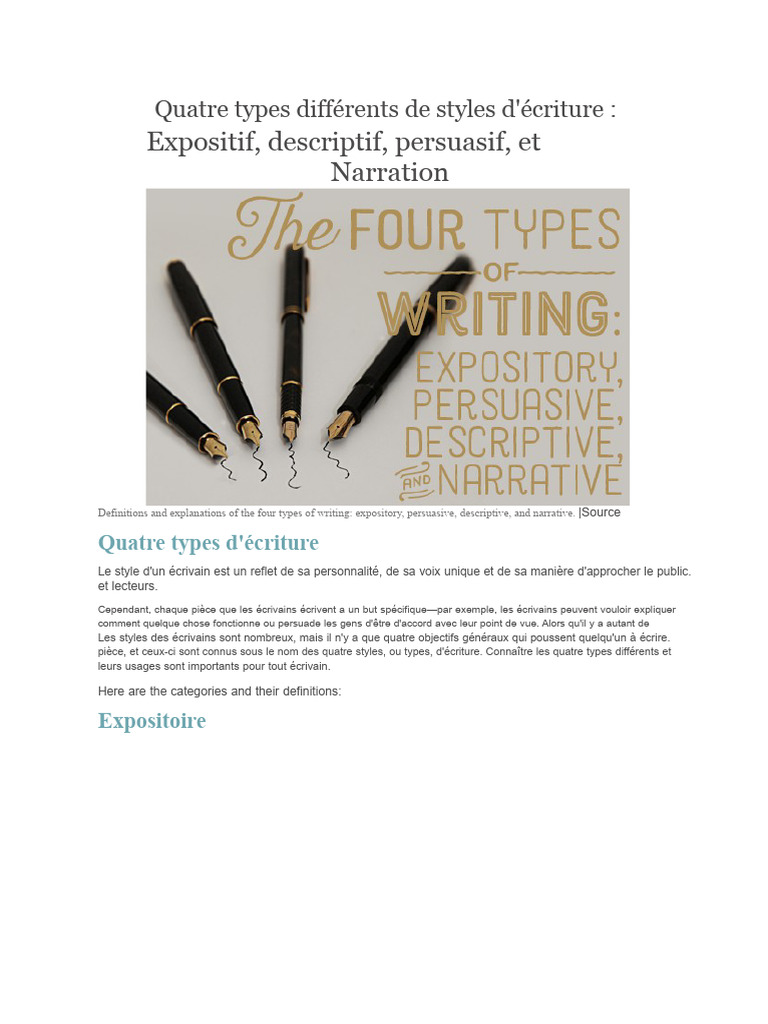 Les 4 Types de Styles d'Écriture | PDF
