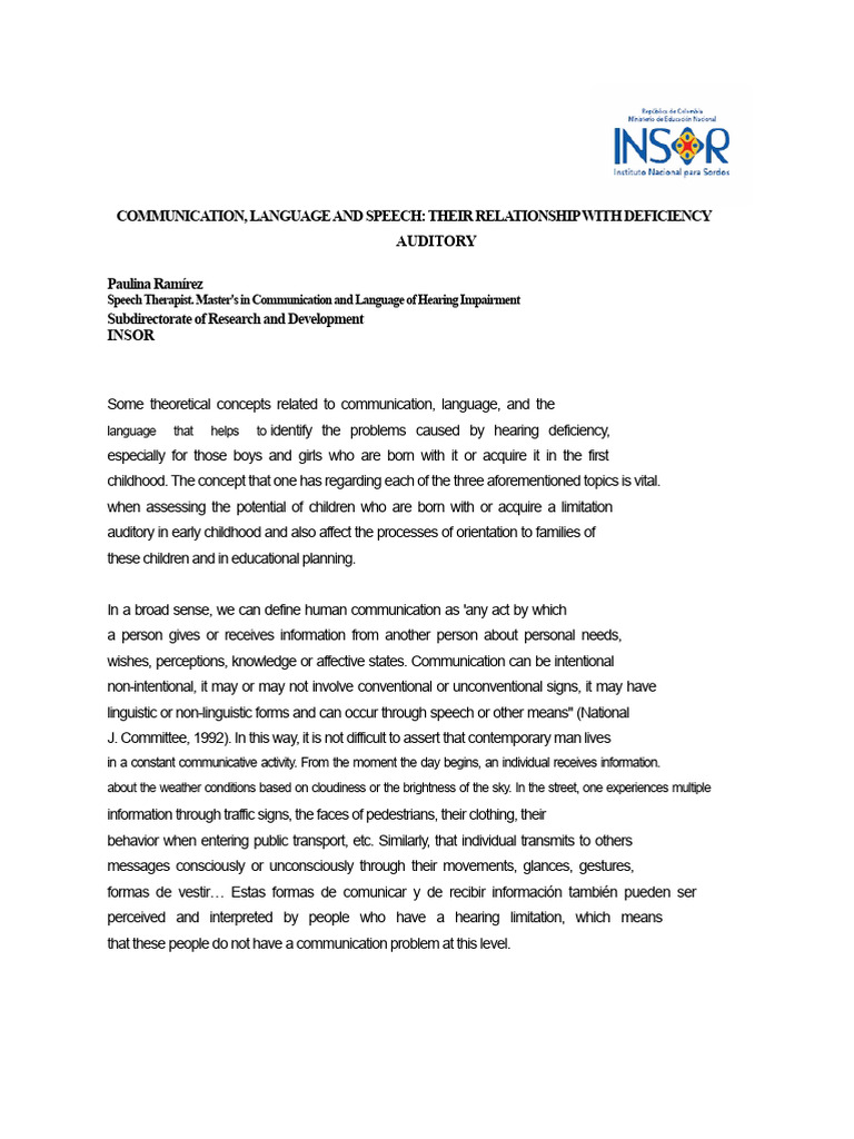 Language Development in Hearing Impairment | PDF | Communication ...