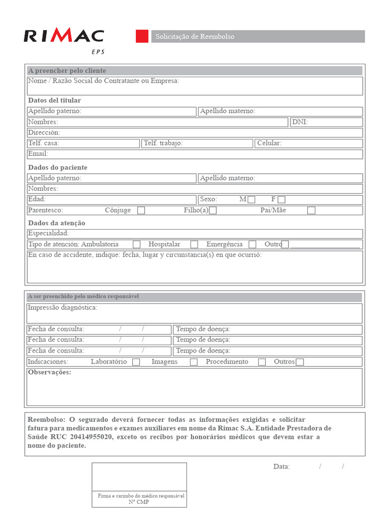Formulário de Solicitação de Reembolso | PDF