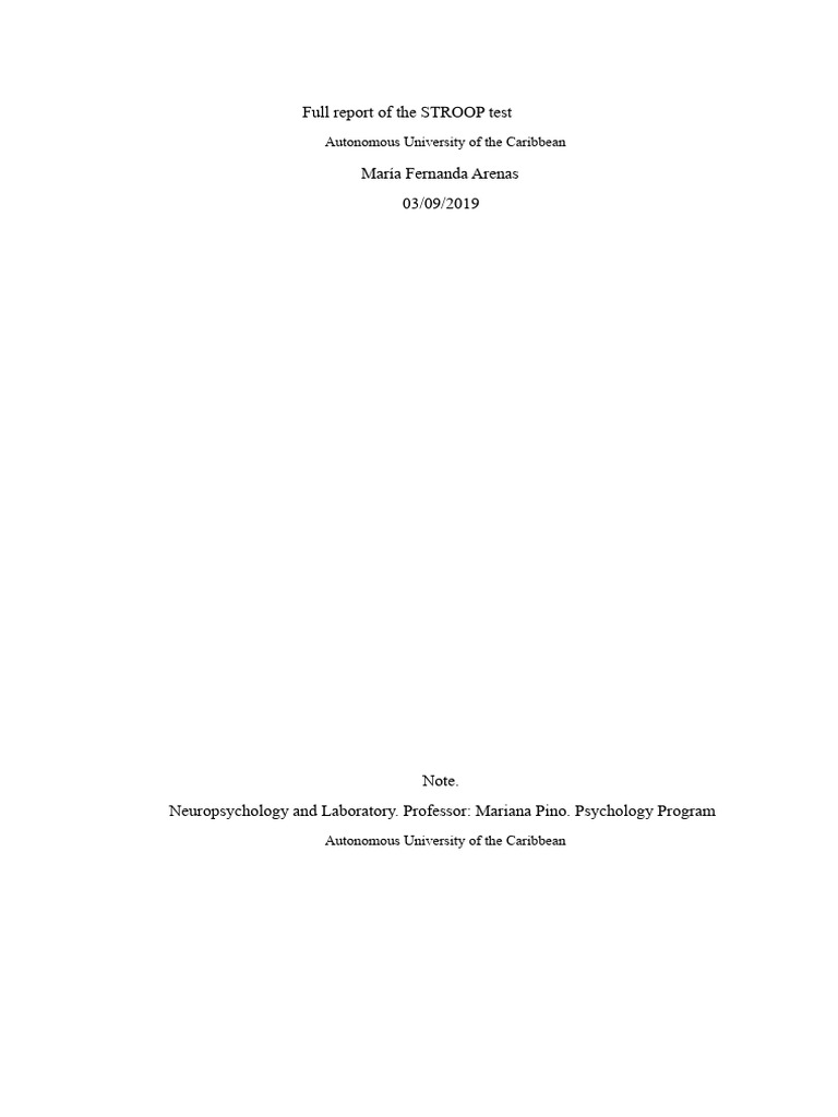 Complete Report of The STROOP Test | PDF | Attention | Mental Processes