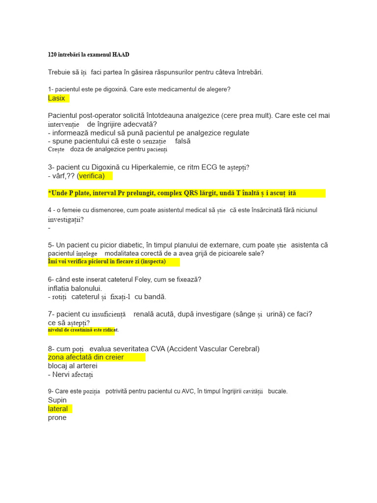 120 Întrebări Examen HAAD | PDF