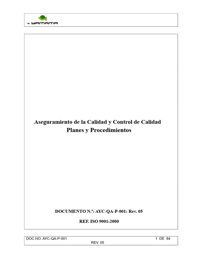 Plan de Calidad y Control ISO 9001 | PDF | Calidad (comercial ...