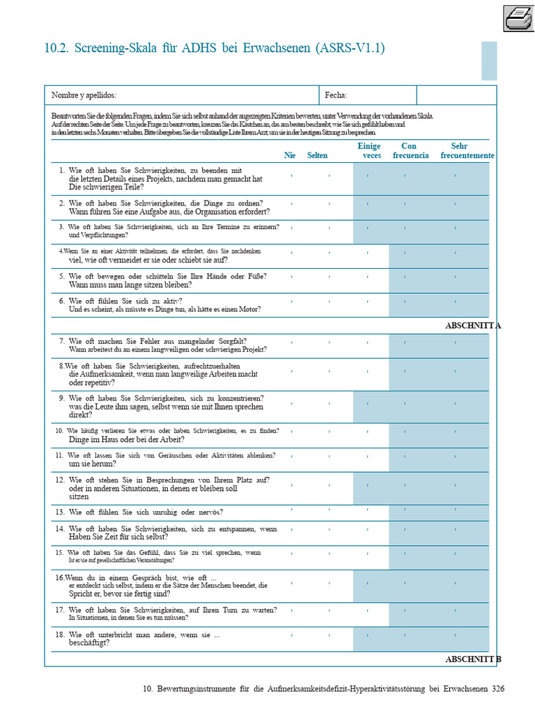 ADHS Erwachsene ASRS | PDF