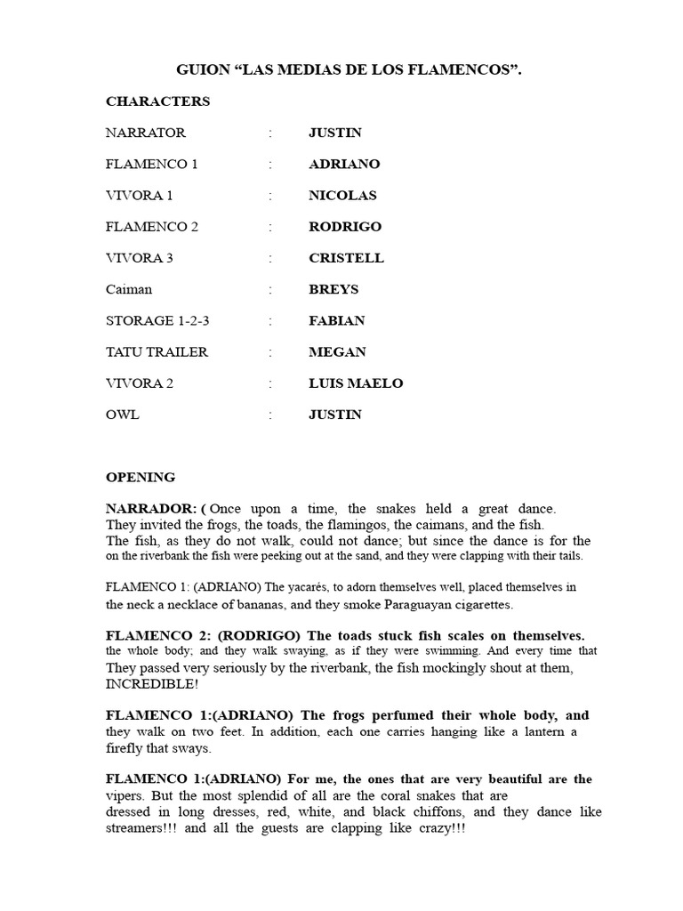 Script of The Radio Play The Flamingos' Stockings | PDF | Snake