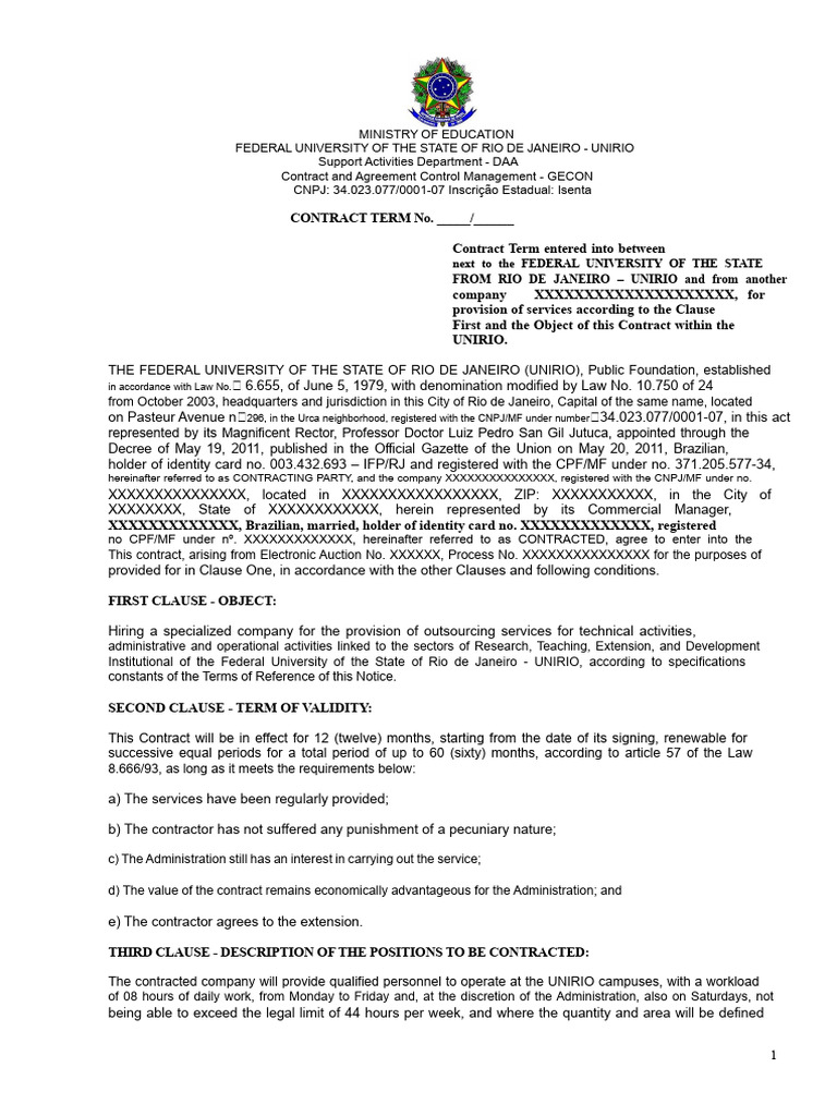 Contract Model - Outsourced Labor Services | PDF | Employment | Meal