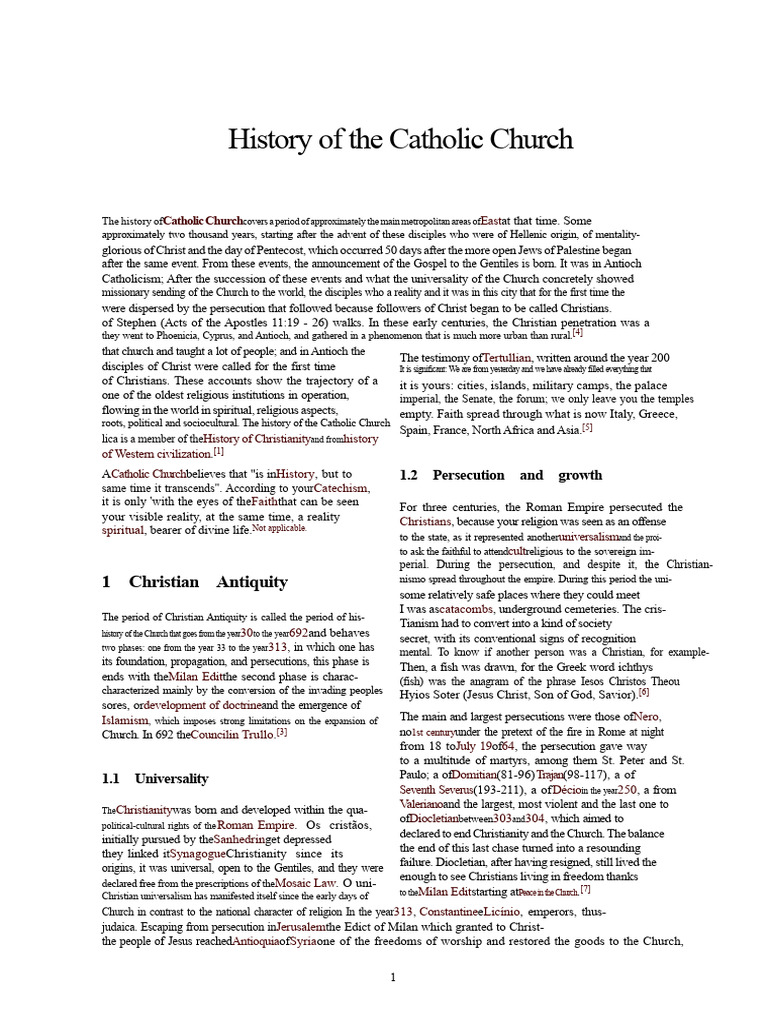 History of the Catholic Church Overview | PDF | Early Christianity ...