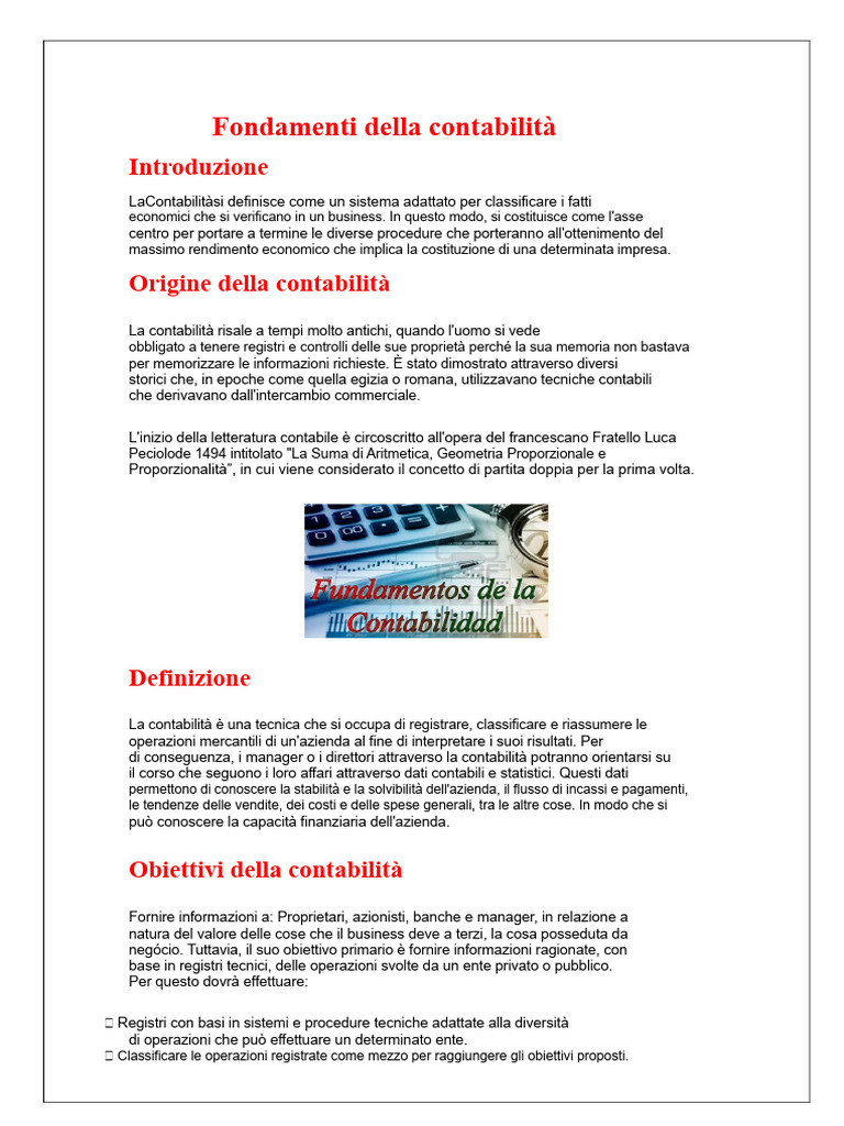 Fondamenti Della Contabilità | PDF