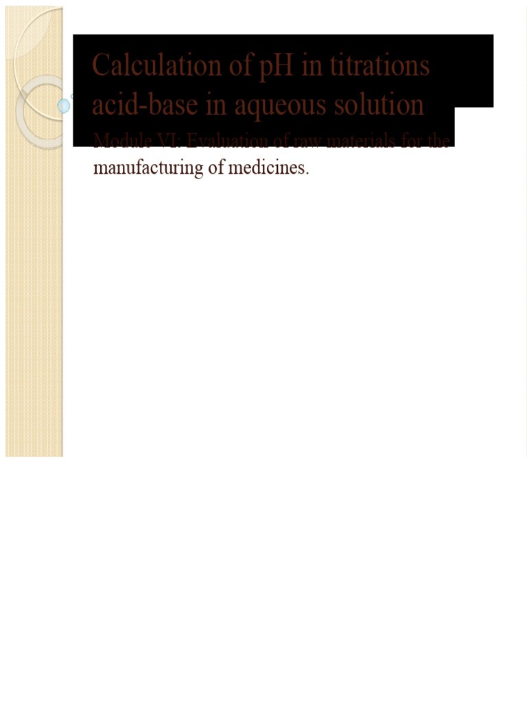 pH Calculation in Acid-Base Titrations | PDF | Acid | Ph