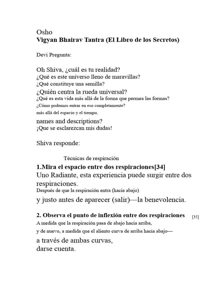 Técnicas de Meditación en Vigyan Bhairav Tantra | PDF | Conciencia