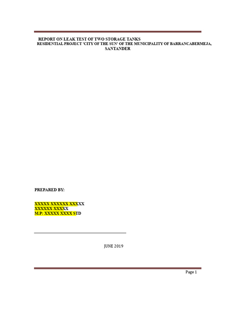 Leak Test Report | PDF | Volume | Leak