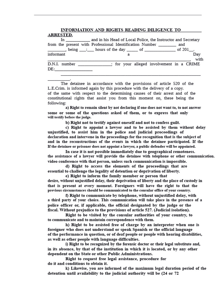 Rights and Procedures for Detainees | PDF | Right To Silence | Public Law