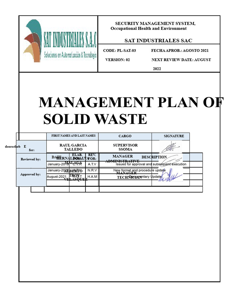 Solid Waste Management Plan Overview | PDF | Waste | Waste Management