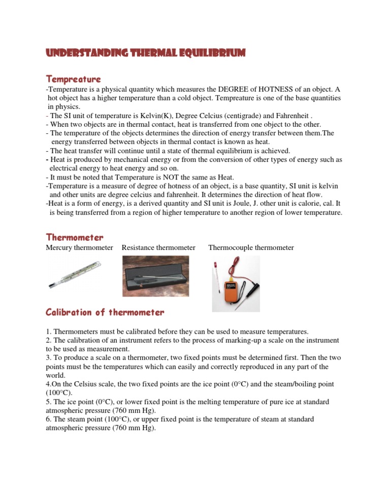 Thermal Equilibrium and Temperature Basics | PDF | Teaching Methods ...