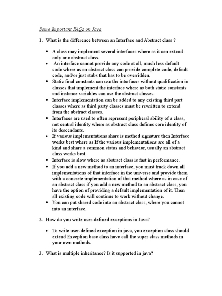 Some Important Faqs On Java | PDF | Computers | Technology & Engineering