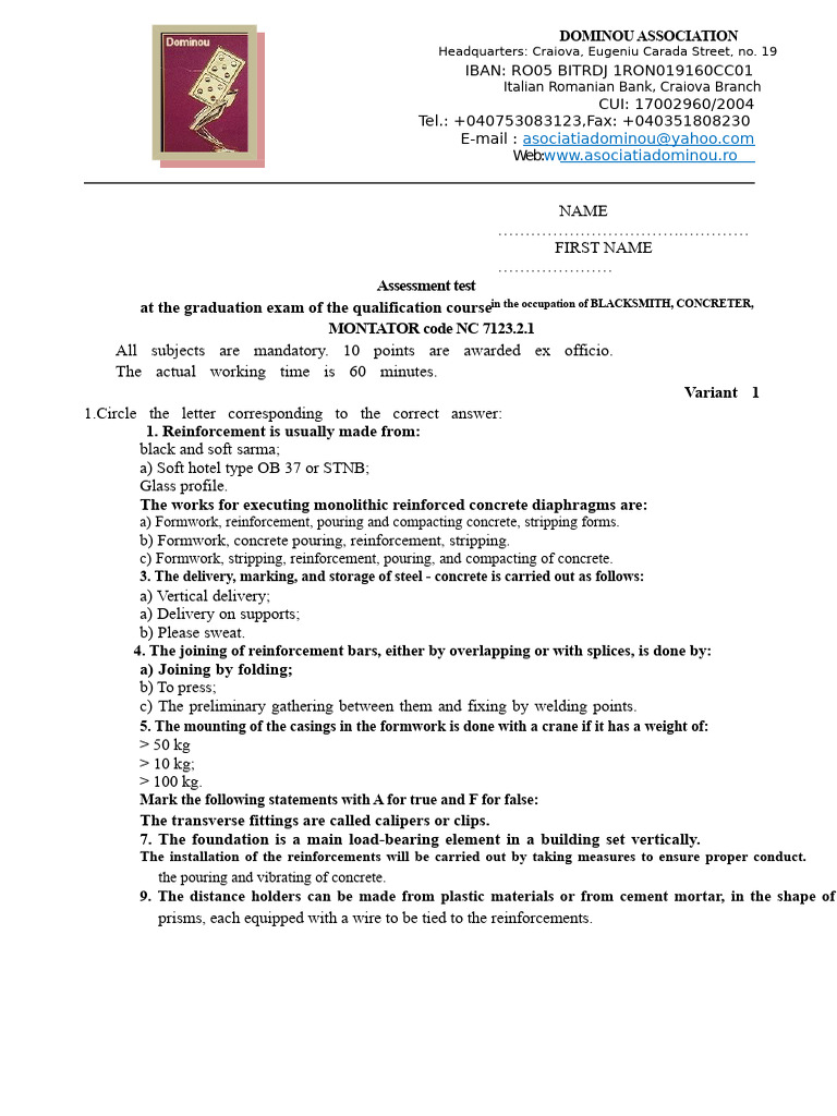 Ironworker Test | PDF | Concrete | Civil Engineering