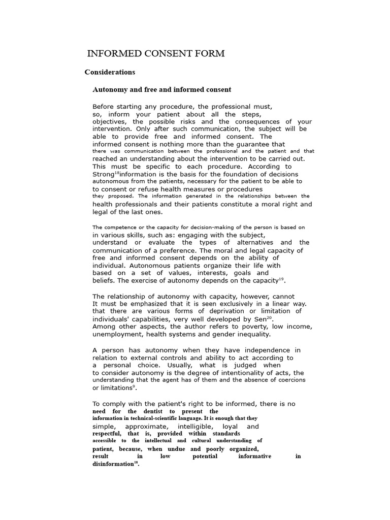 Informed Consent in Dental Procedures | PDF | Dental Implant | Autonomy