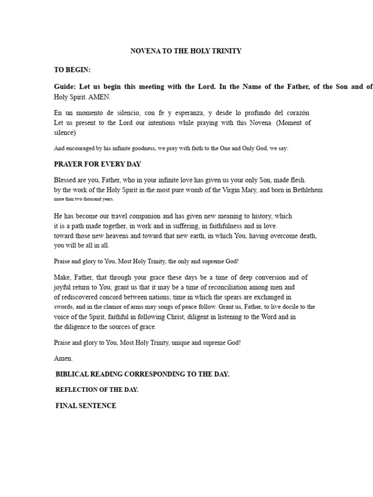 Novena Prayer Guide to the Holy Trinity | PDF | God The Father | Trinity