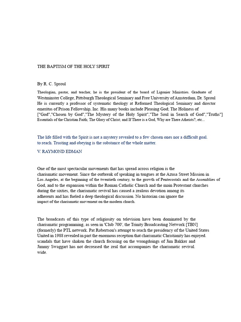 Understanding Holy Spirit Baptism | PDF | Baptism With The Holy Spirit ...