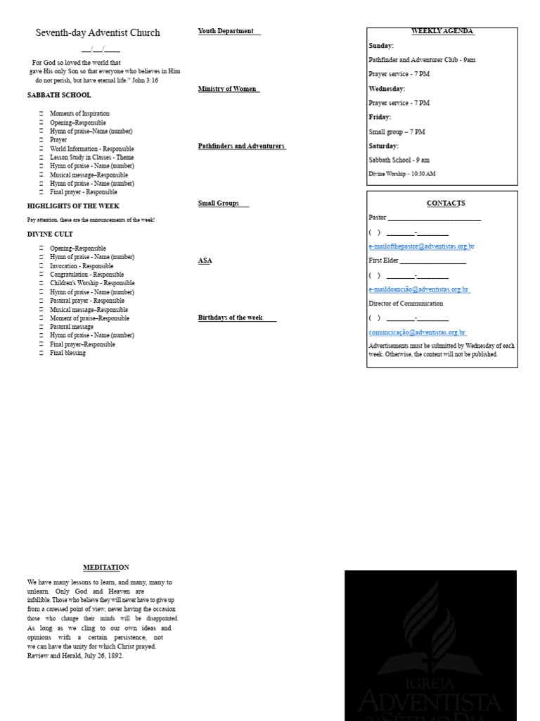 Model Report | PDF | Prayer | Seventh Day Adventist Church