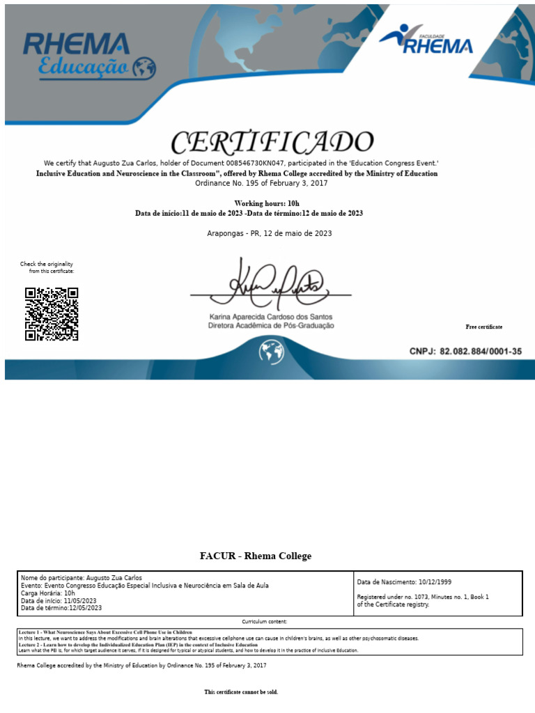 Certificate Event Congress On Inclusive Special Education and ...