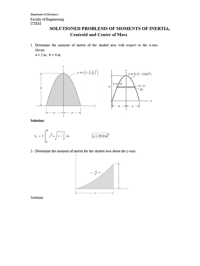 Solved Exercises On Moment of Inertia | PDF
