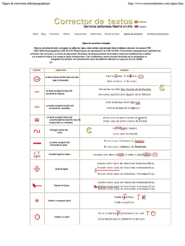 Signes de correction typographique essentiels | PDF | Écriture ...