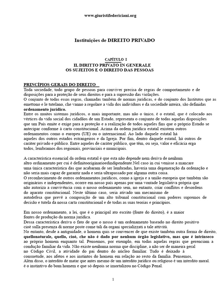 Princípios do Direito Privado e Sujeitos | PDF | Constituição | Sanções ...
