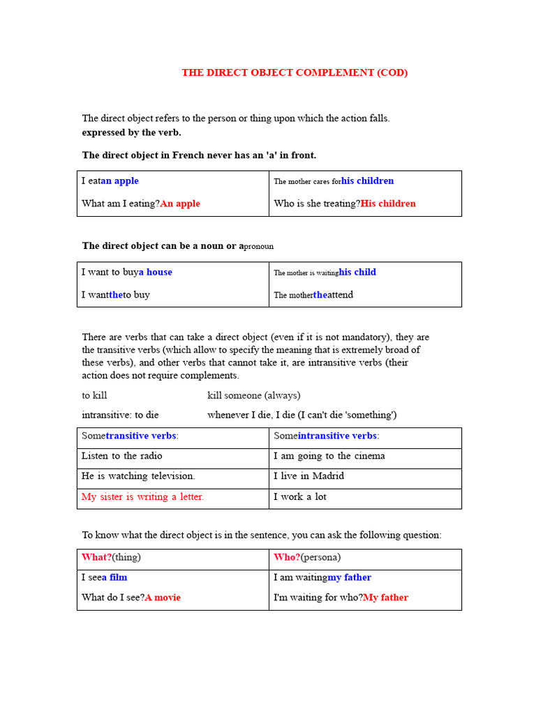 Understanding Direct and Indirect Objects | PDF | Verb | Object (Grammar)
