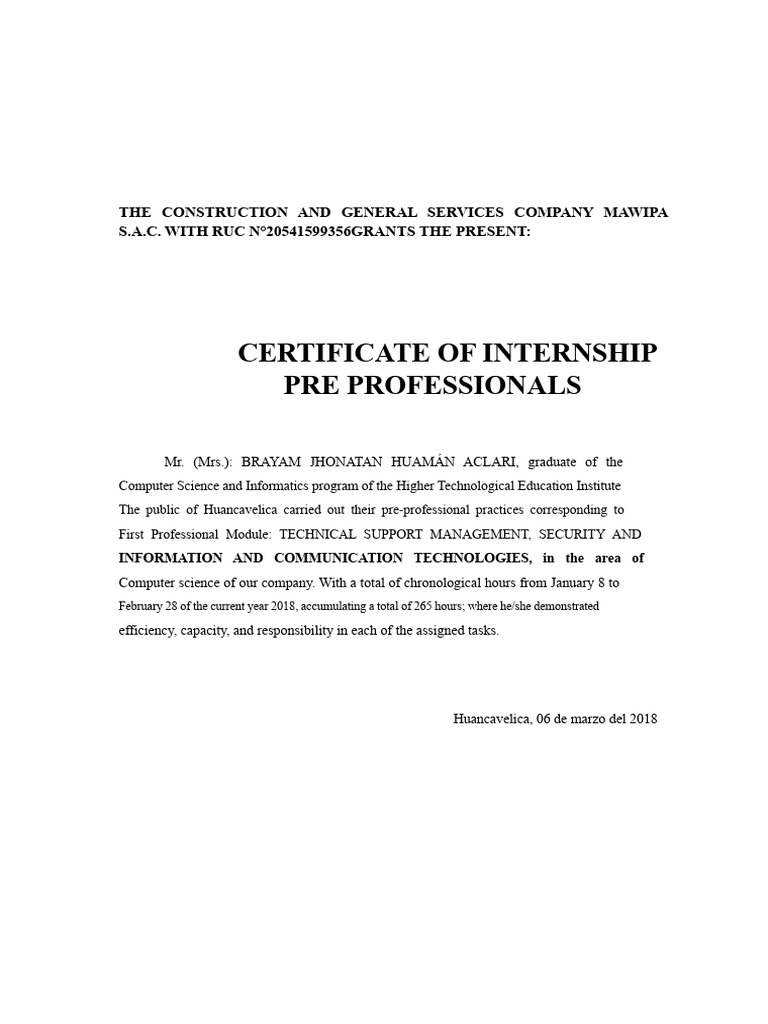 Internship Certificate | PDF | Computer Science | Information Science