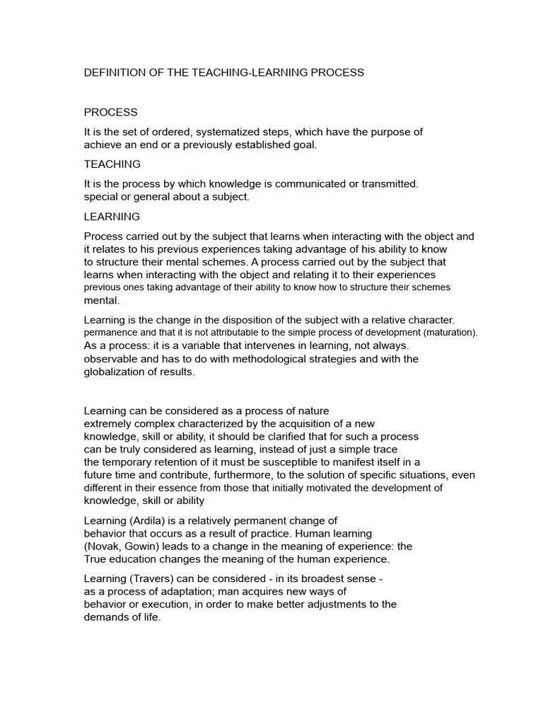 Teaching-Learning Process Explained | PDF | Learning | Knowledge