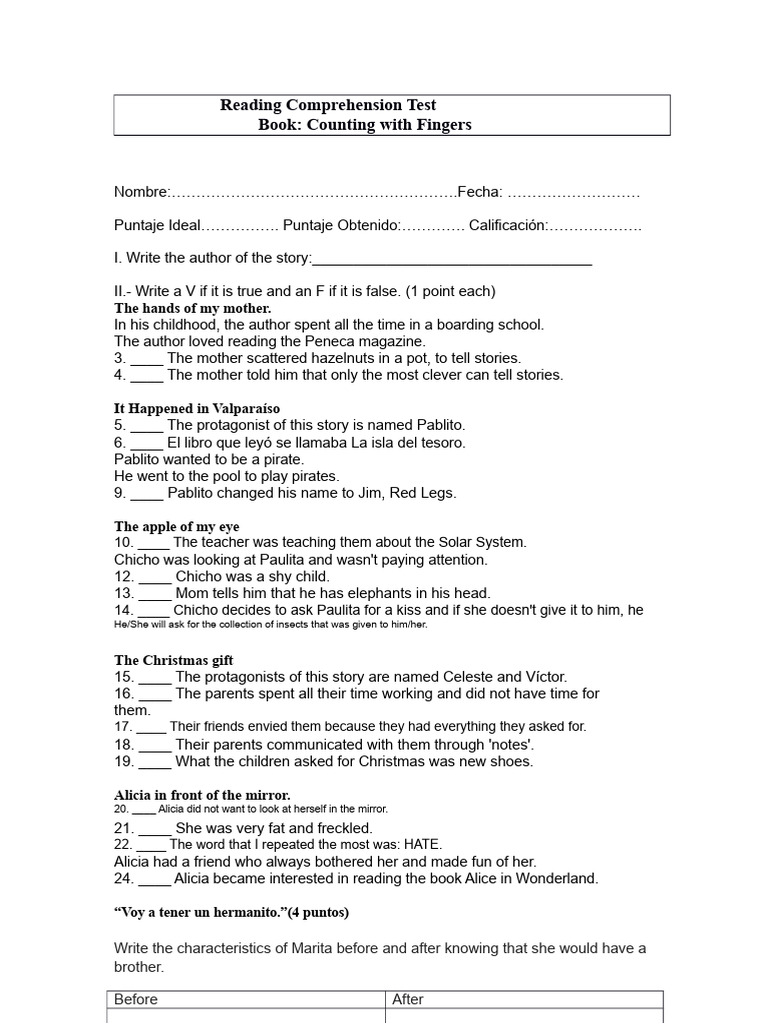 Reading Comprehension Test Guide | PDF