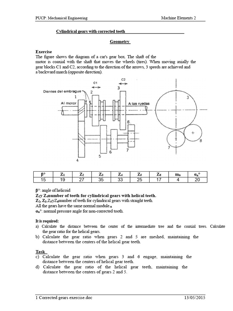1 Corrected Gears Exercise | PDF | Gear | Helix