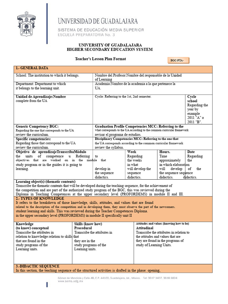 Teacher Lesson Plan Format Guide | PDF | Procedural Knowledge | Learning