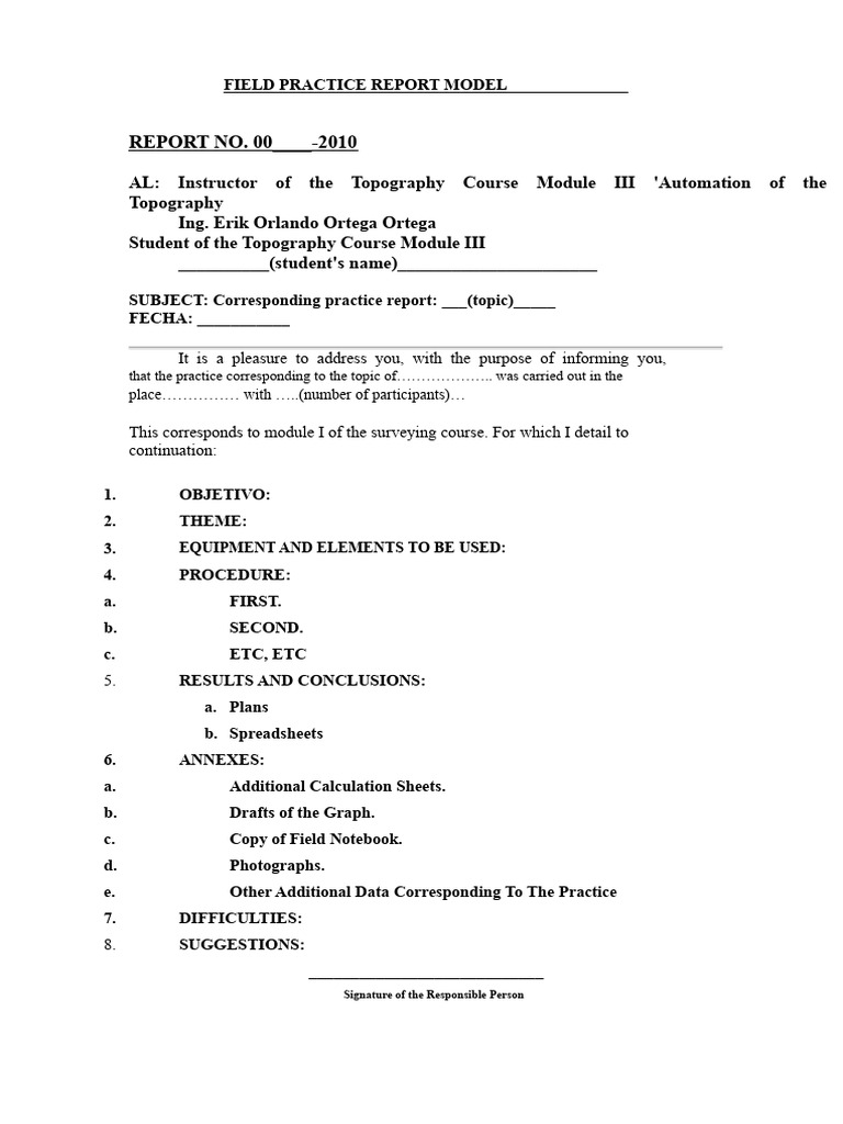 Field Practice Report Model | PDF