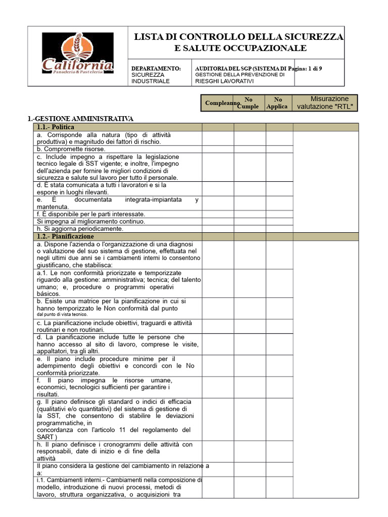 Lista Di Controllo Sart | PDF