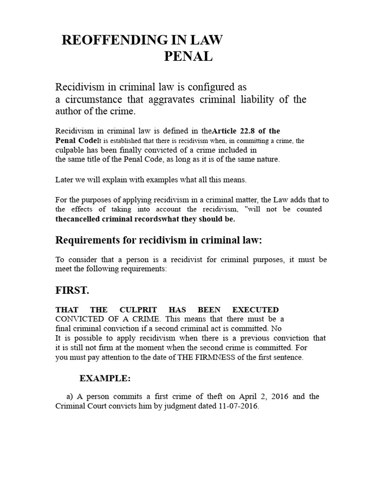 Understanding Recidivism in Criminal Law | PDF | Crimes | Crime & Violence