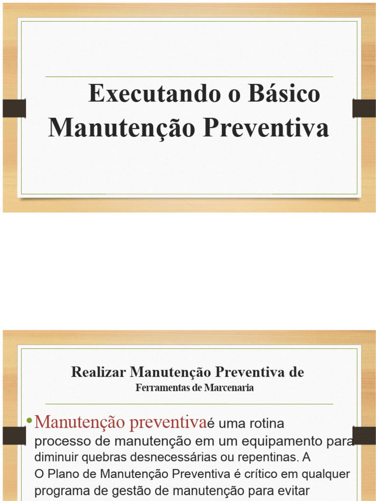 Manutenção Preventiva de Ferramentas | PDF | Ferramentas