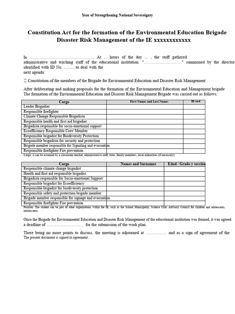 Act of Constitution For The Formation of The Environmental Education ...