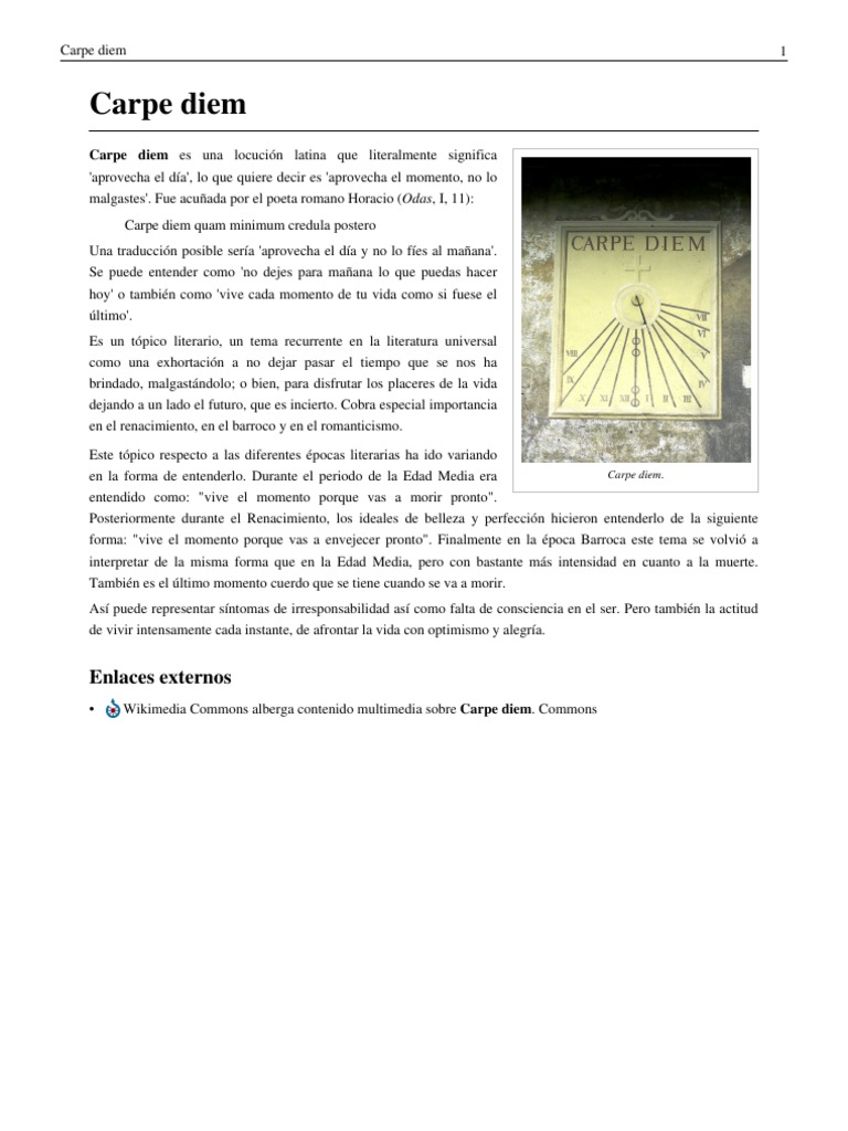 Carpe Diem | PDF | Frase | Horacio