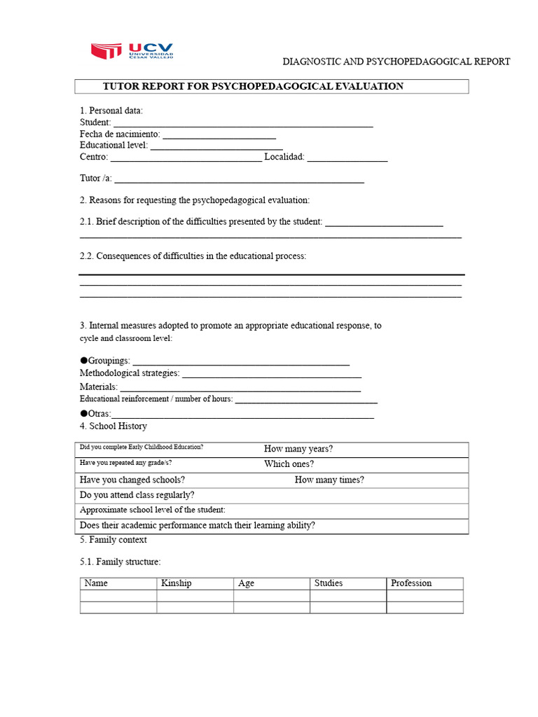 Tutor Report For Psychopedagogical Evaluation | PDF | Multiplication ...