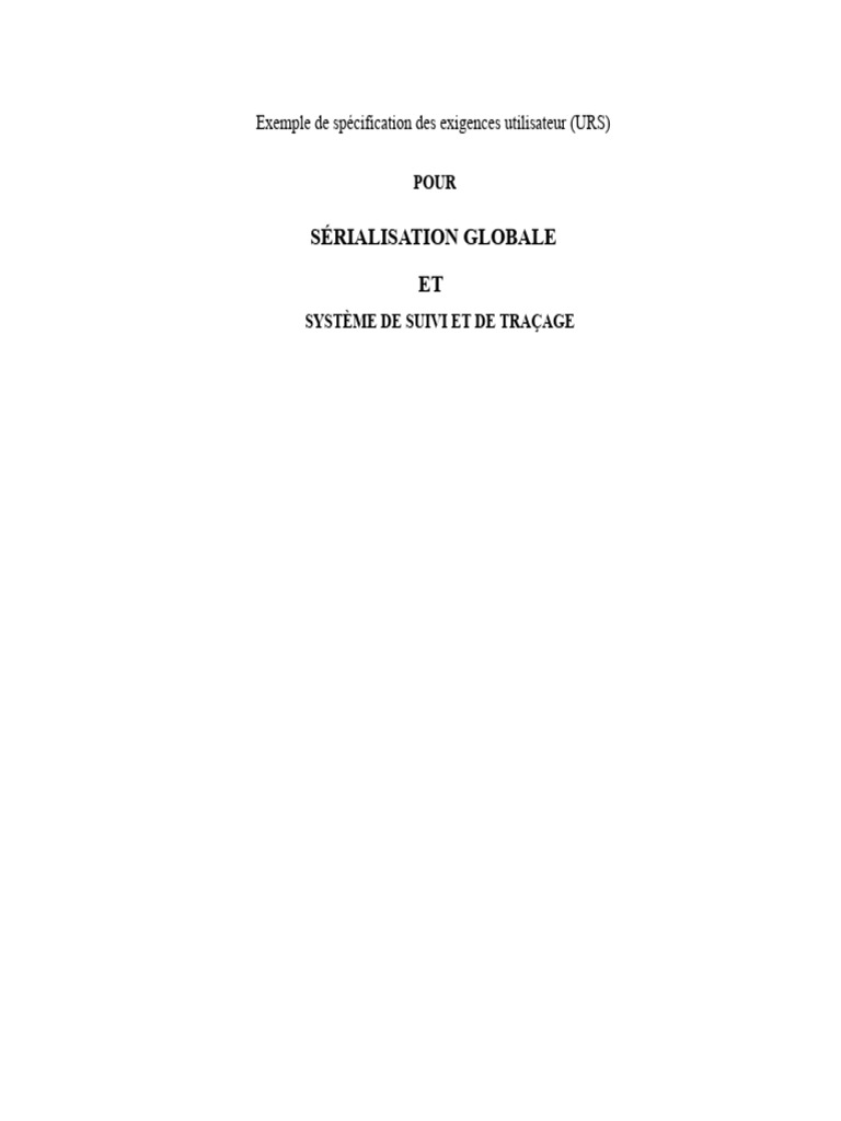 Spécifications URS pour la Sérialisation Globale | PDF | Code-barres ...