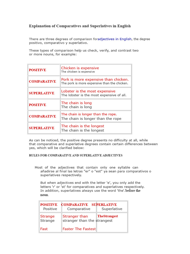 Understanding English Comparatives & Superlatives | PDF | Adjective ...