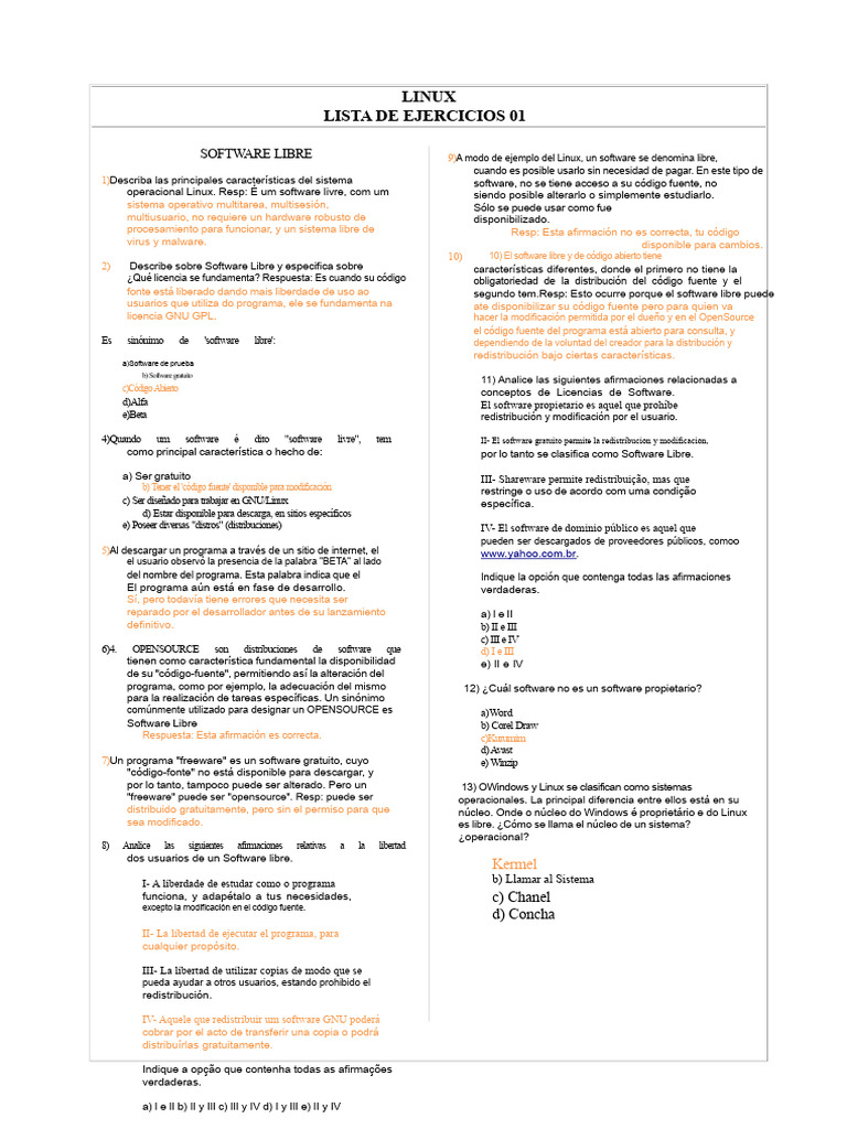Ejercicios de SO Linux | PDF | Software libre | Distribución de Linux